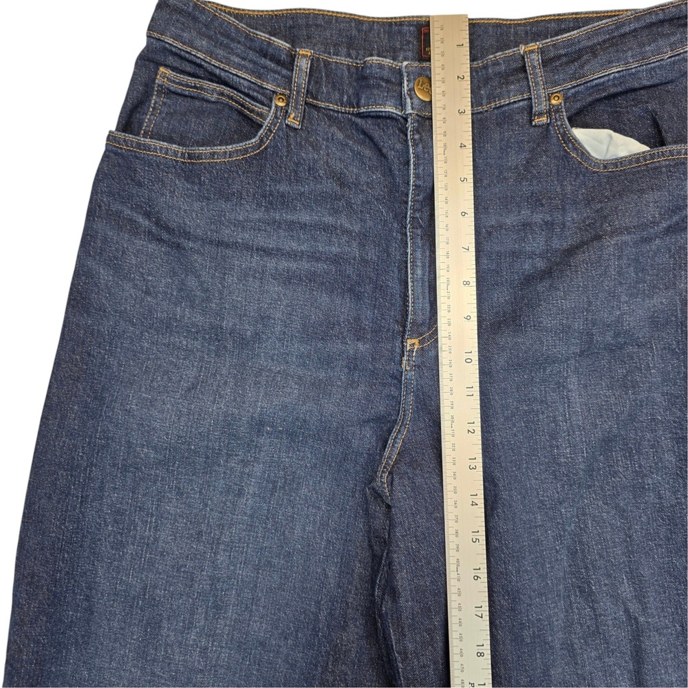 Lee Womens High Rise Wide Leg Jeans Dark Wash Indigo Denim 33x31 Baggy Retro - Picture 4 of 10